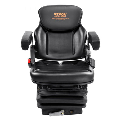 VEVOR Universal Tractor seat Suspension, Fold Down Forklift Seat with Adjustable Angle Back, Micro Switch, Seatbelt and Armrests, 3-level Shock Absorption Tractor Seat for Tractor Loader Excavator 