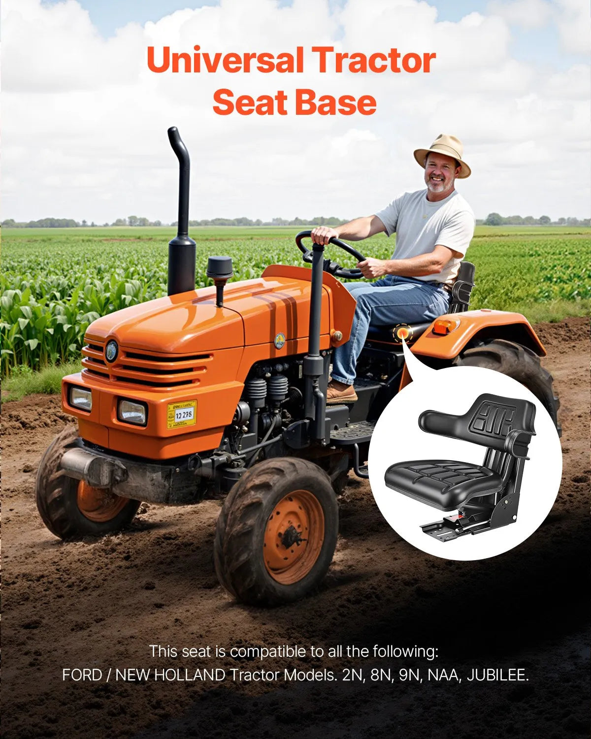 VEVOR Waterproof Forklift Seat Adjustable Tractor Suspension Seat Mower Digger