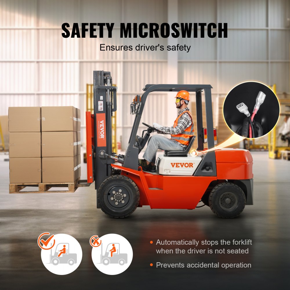 VEVOR Universal Tracor Seat, Lawn Mower Seat with Micro Switch and Drainage Holes, 6.3-13.4 inch Extended Slot Tractor Seat for Tractor Loader Excavator 