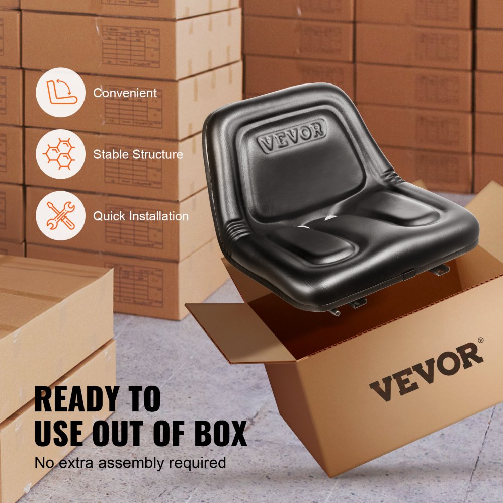 VEVOR Universal Tracor Seat, Lawn Mower Seat with Micro Switch and Drainage Holes, 6.3-13.4 inch Extended Slot Tractor Seat for Tractor Loader Excavator 
