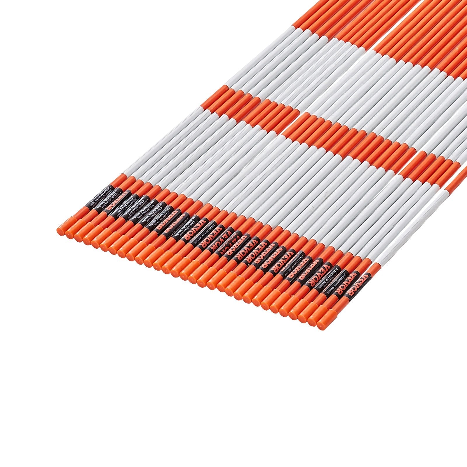 VEVOR Driveway Markers, 30 PCS 48 inch, 0.31 inch Diameter, Orange Fiberglass Poles Snow Stakes with Reflective Tape, 12" Steel Drill Bit & Protection Gloves for Parking Lots, Walkways Easy Visibility 