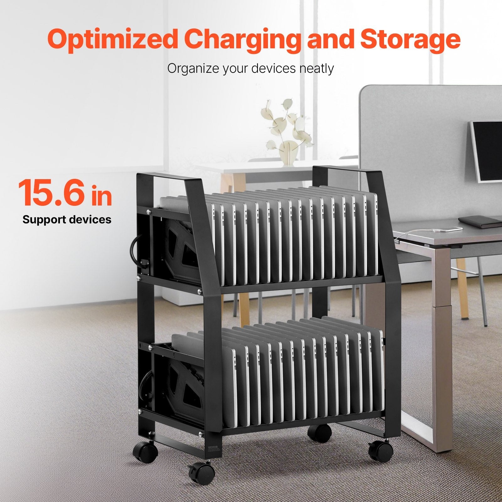 VEVOR Charging Cart Mobile Open Charging Cart 32 Devices for Laptop and Tablet 