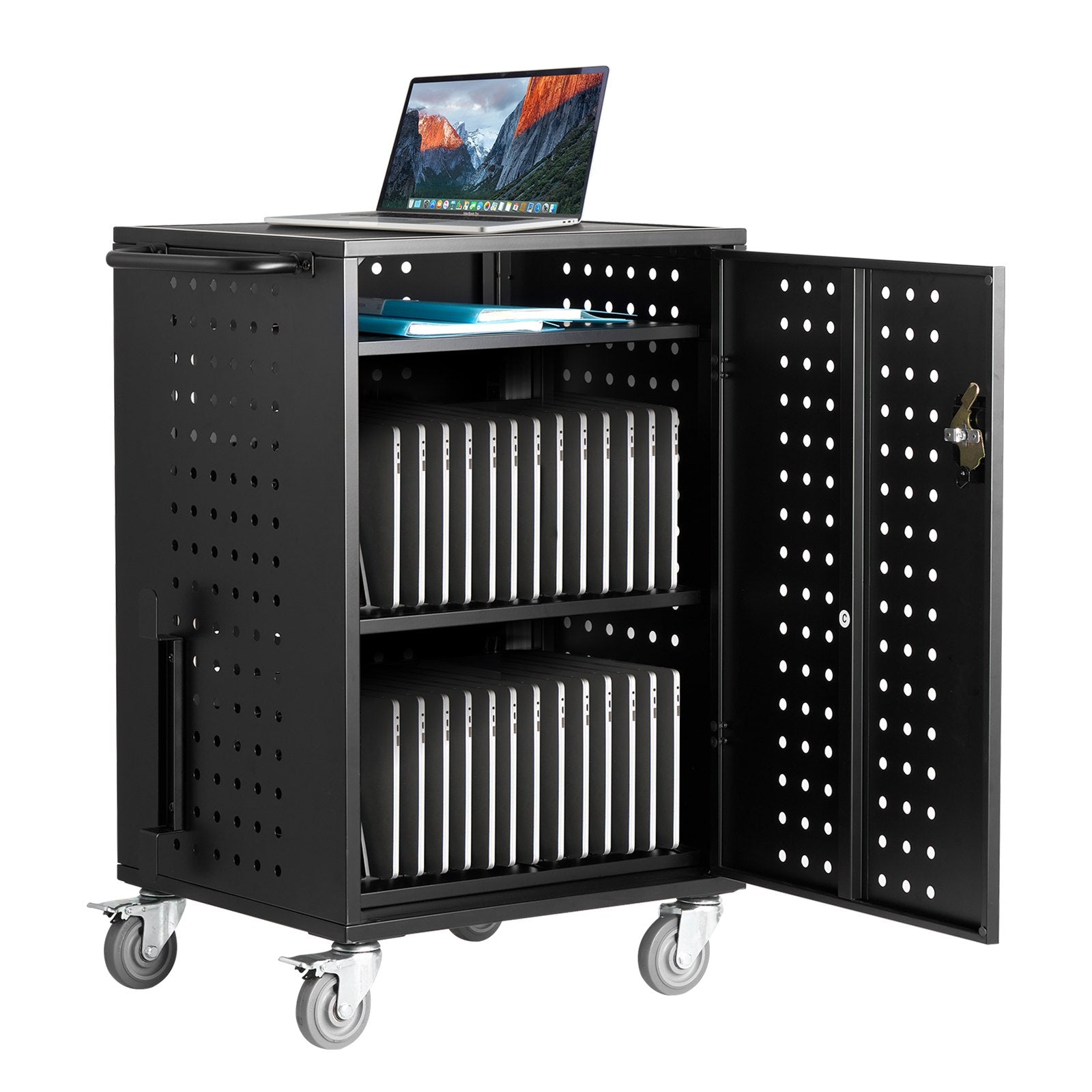 VEVOR Charging Cart Mobile Locking Charging Cart 32 Devices for Laptop & Tablet 