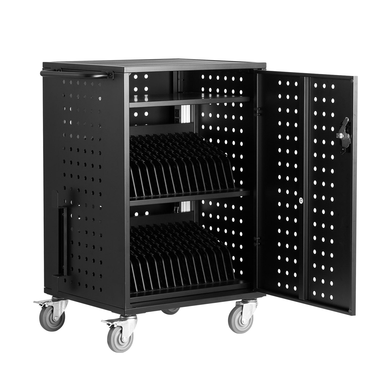 VEVOR Charging Cart Mobile Locking Charging Cart 32 Devices for Laptop & Tablet 