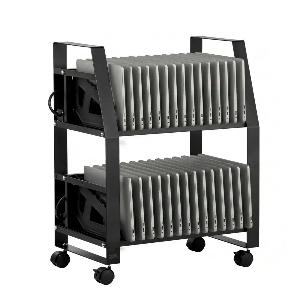 32 Device Mobile Laptop Charging Cart with Wheels Open Charging Station for Tablets and Laptops up to 15.6"