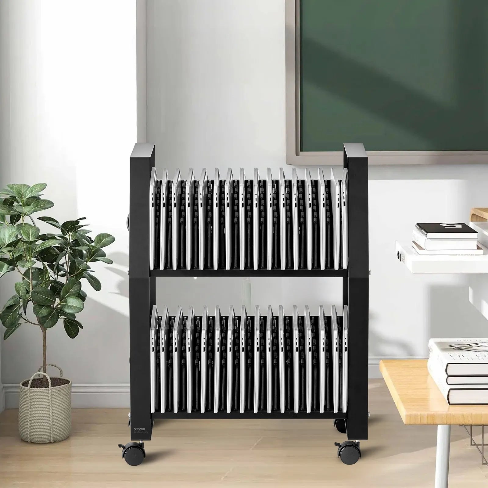 32 Device Mobile Laptop Charging Cart with Wheels Open Charging Station for Tablets and Laptops up to 15.6"