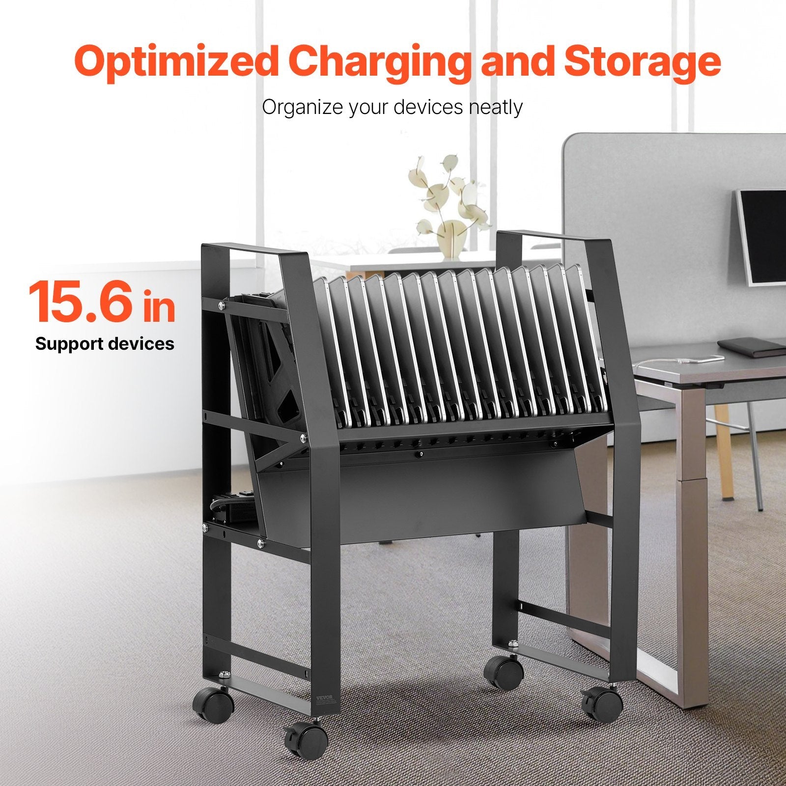 VEVOR Charging Cart Mobile Open Charging Cart 16 Devices for Laptop and Tablet 