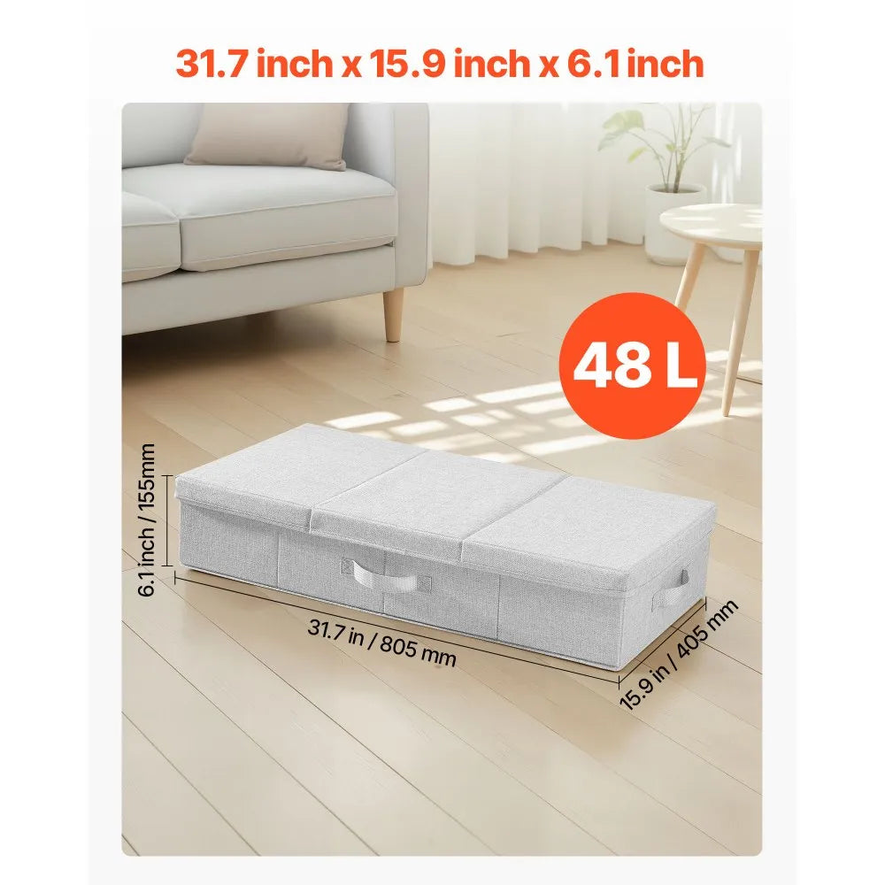 🛏️ Under Bed Storage Containers with Lids – 48L, 2 Pack (Gray)