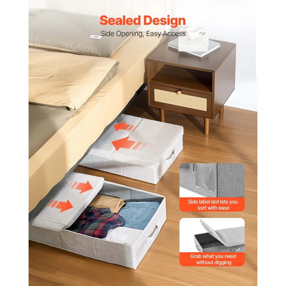 🛏️ Under Bed Storage Containers with Lids – 48L, 2 Pack (Gray)