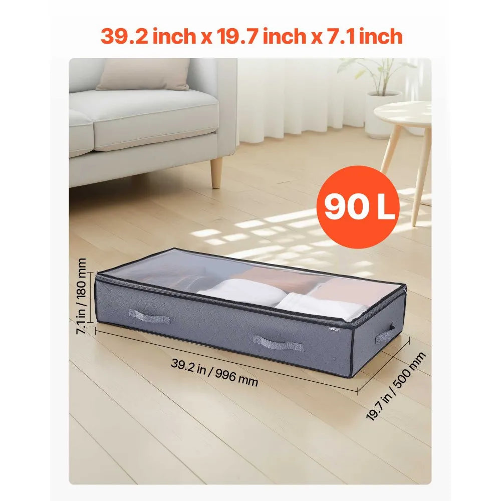 Under Bed Storage Containers with Clear Lids, Foldable Clothes & Shoe Organizer Bins, 4-Pack & 6-Pack
