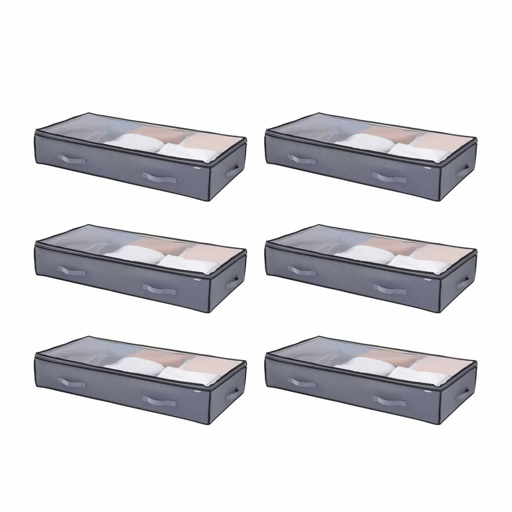 Under Bed Storage Containers with Clear Lids, Foldable Clothes & Shoe Organizer Bins, 4-Pack & 6-Pack
