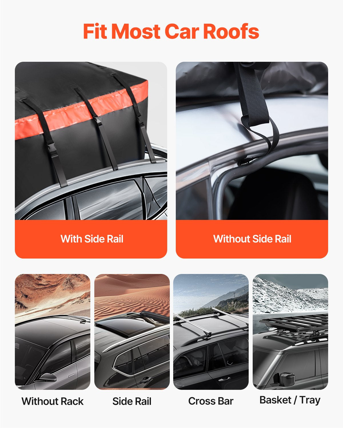 VEVOR Car Rooftop Cargo Carrier Bag 20 Cubic Feet 840D PVC Car Roof Luggage Bag 