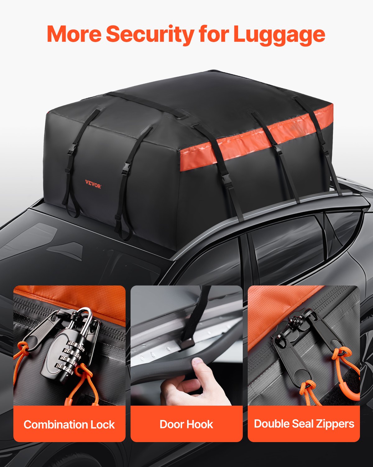 VEVOR Car Rooftop Cargo Carrier Bag 20 Cubic Feet 840D PVC Car Roof Luggage Bag 