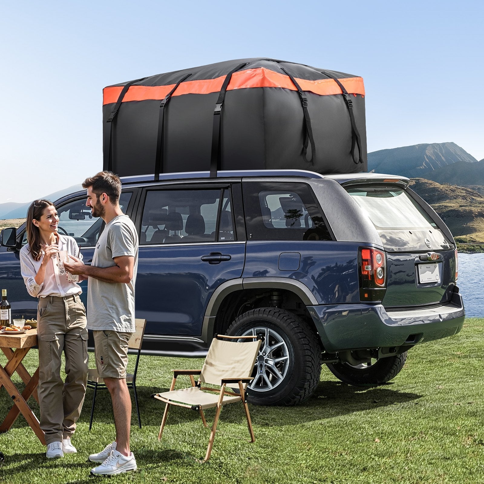 VEVOR Car Rooftop Cargo Carrier Bag 20 Cubic Feet 840D PVC Car Roof Luggage Bag 
