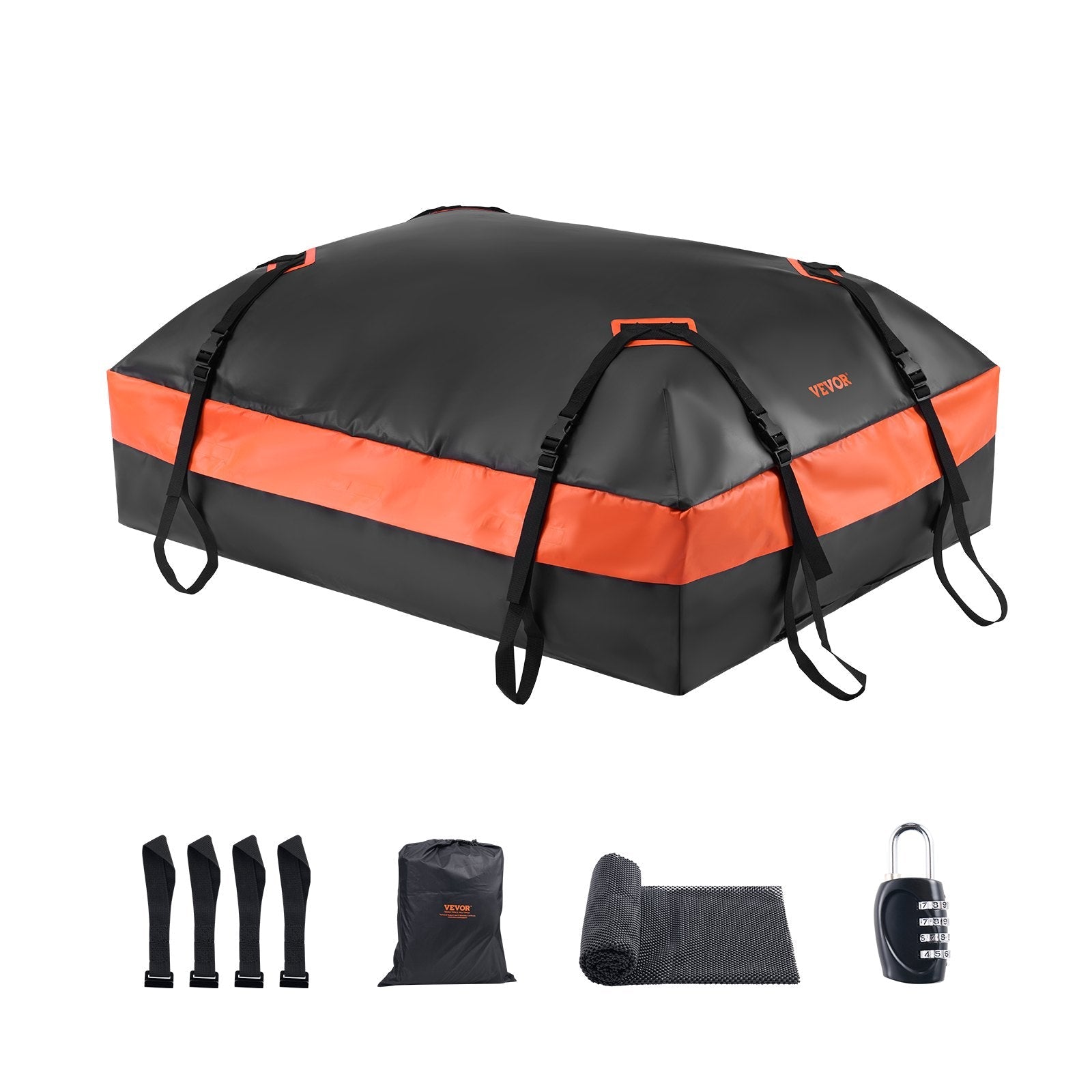VEVOR Car Rooftop Cargo Carrier Bag 15 Cubic Feet Roof Cargo Carrier 840D PVC 