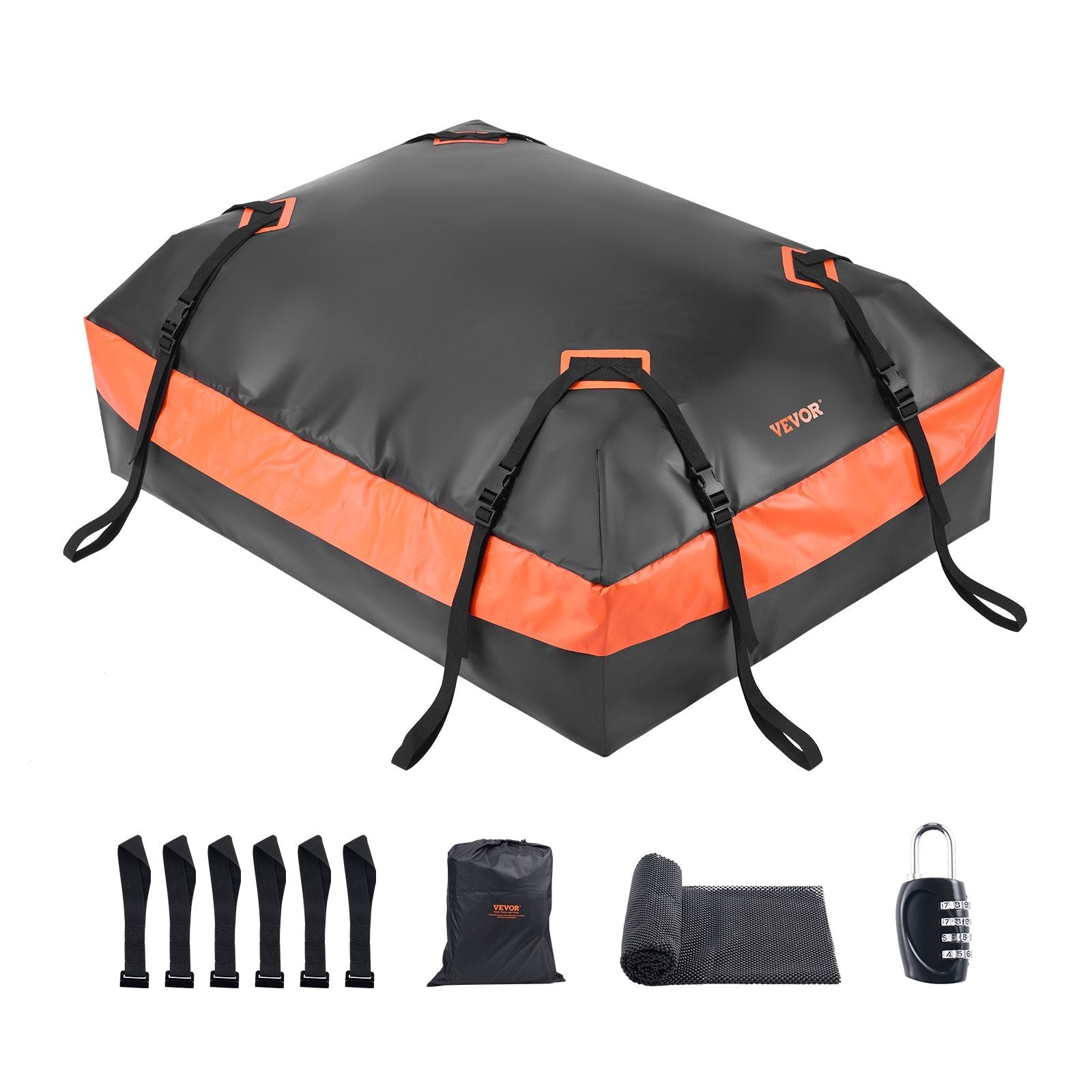VEVOR Car Rooftop Cargo Carrier Bag 21 Cubic Feet Roof Cargo Carrier 840D PVC 