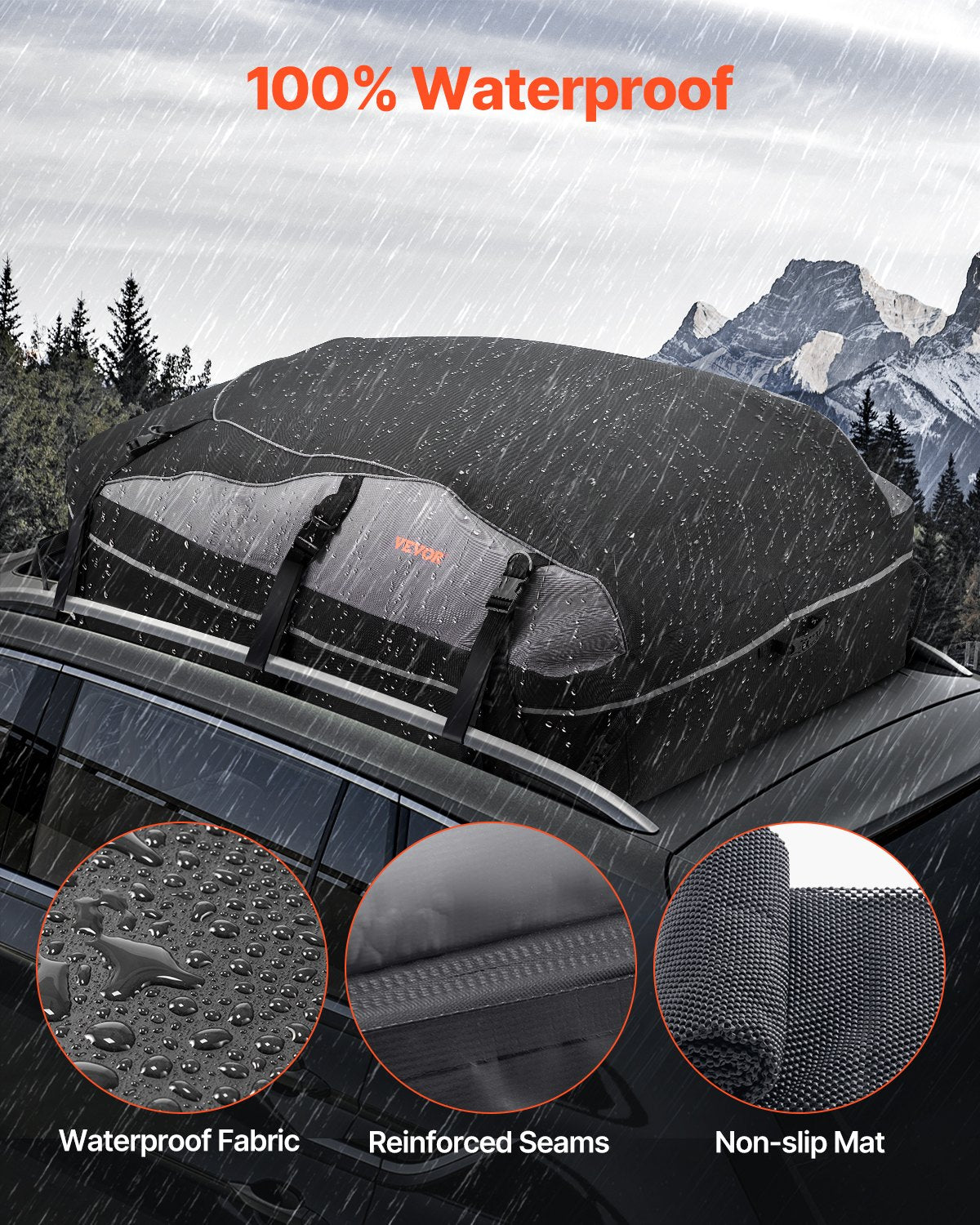 VEVOR Car Rooftop Cargo Carrier Bag 21 Cubic Feet Cargo Carrier for Car Roof 