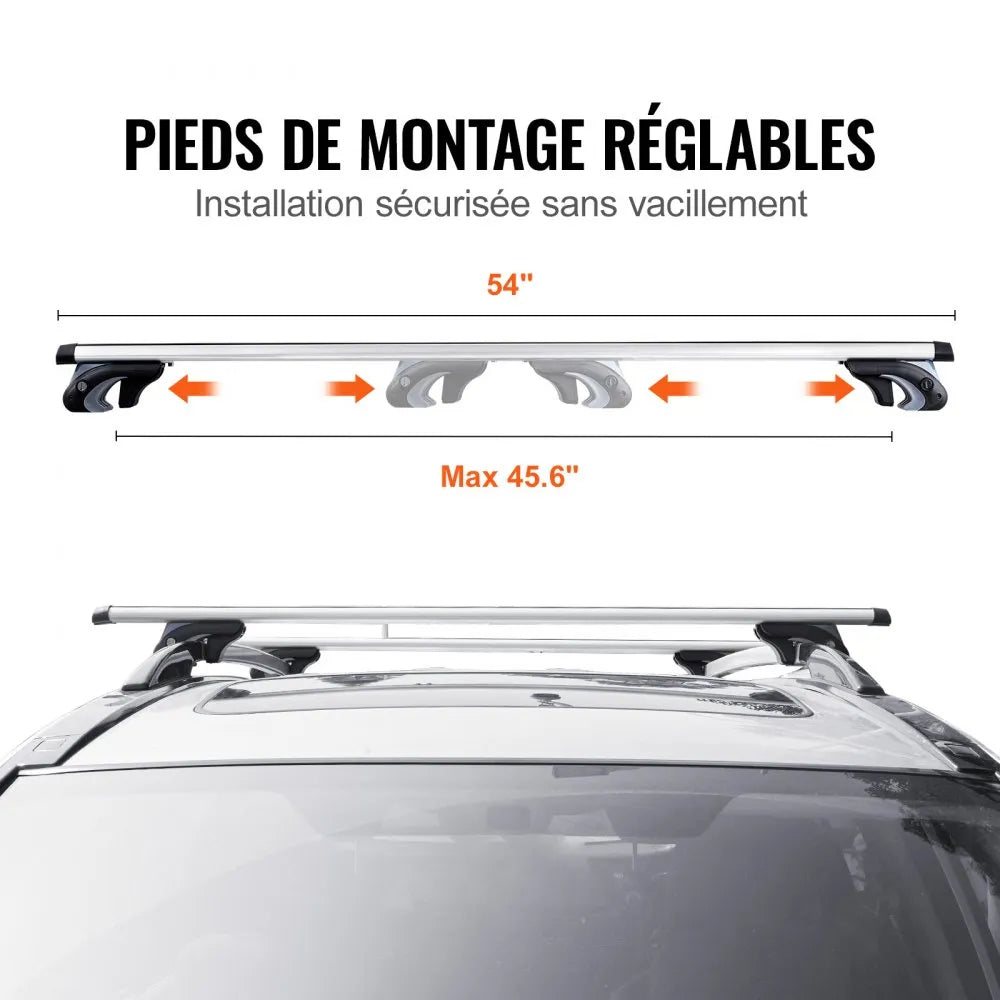 VEVOR Universal Roof Rack Cross Bars, 54" Aluminum Roof Rack Crossbars, Fit Existing Raised Side Rail with Gap, 200 lbs Load Capacity, Adjustable Crossbars with Locks, for SUVs, Sedans, and Vans