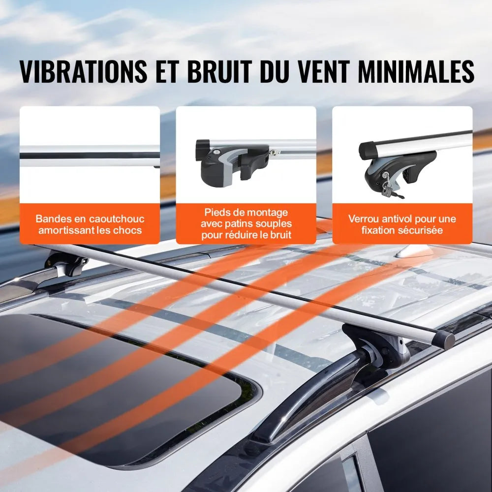 VEVOR Universal Roof Rack Cross Bars, 54" Aluminum Roof Rack Crossbars, Fit Existing Raised Side Rail with Gap, 200 lbs Load Capacity, Adjustable Crossbars with Locks, for SUVs, Sedans, and Vans