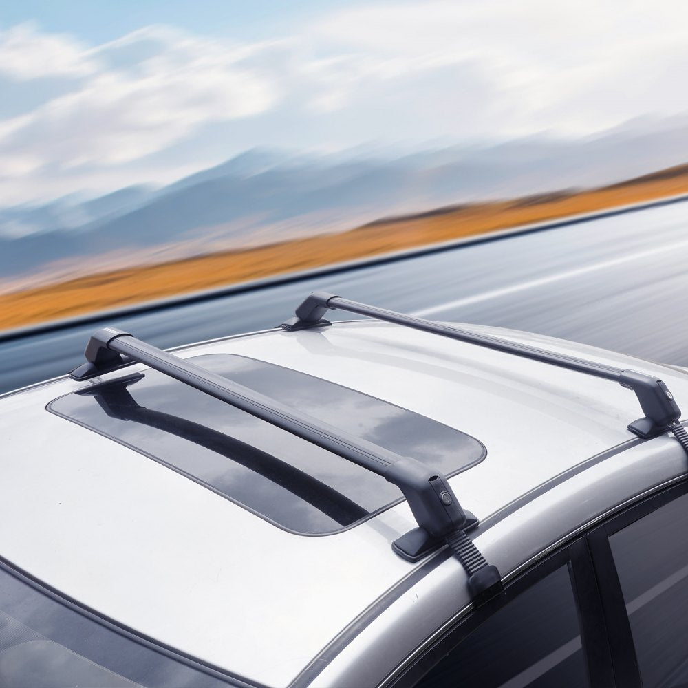 VEVOR Universal Roof Rack Cross Bars, 41.3" Aluminum Roof Rack Crossbars, Fit Roof without Side Rail, 155 lbs Load Capacity, Adjustable Bare Roof Crossbars with Locks, for SUVs, Sedans, and Vans 