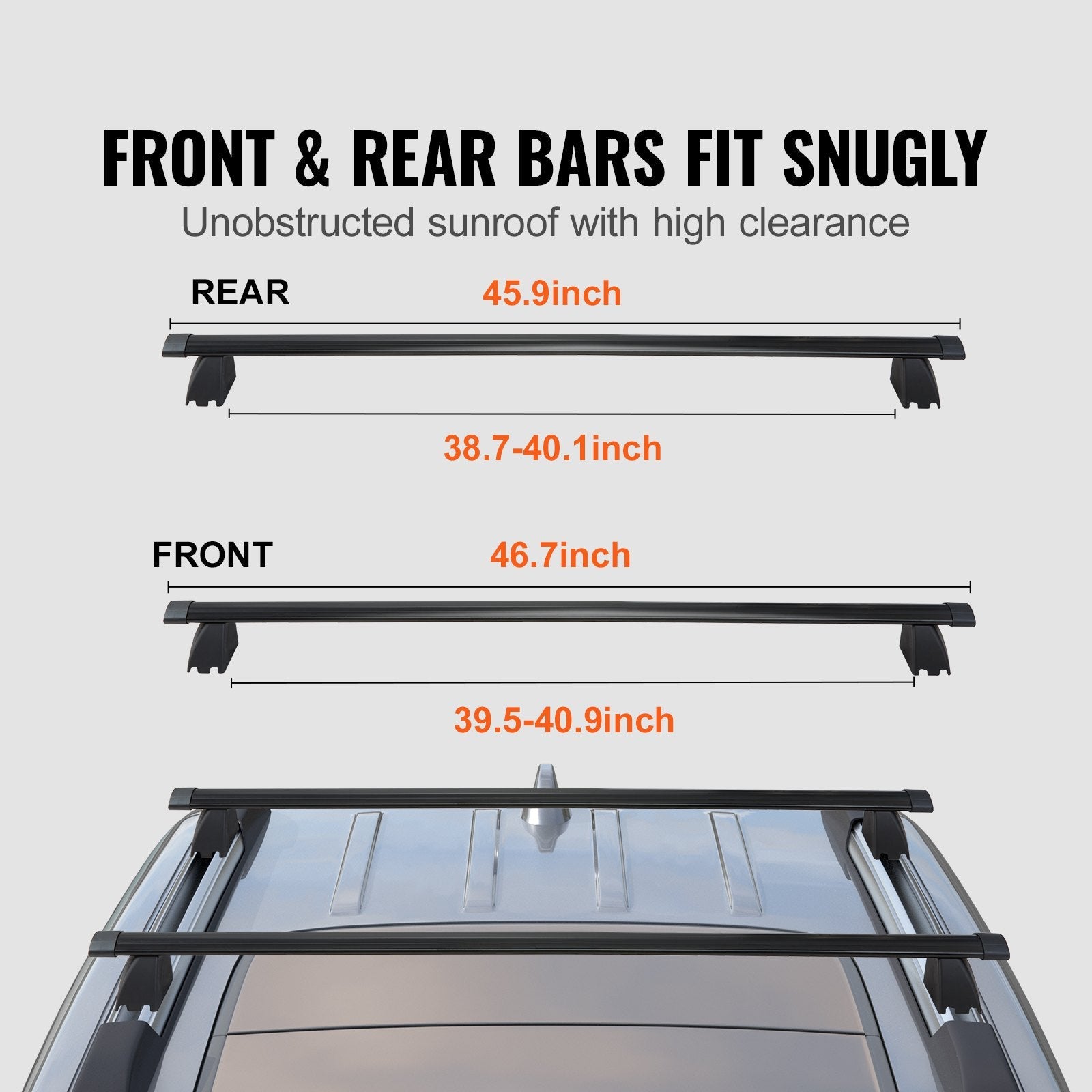 VEVOR Roof Rack Cross Bars, Compatible with 2011-2021 Jeep Grand Cherokee with Grooved Side Rails, 200lbs Load Capacity, Aluminum Crossbars with Locks, for Rooftop Cargo Carrier Bag Luggage Kayak Bike 