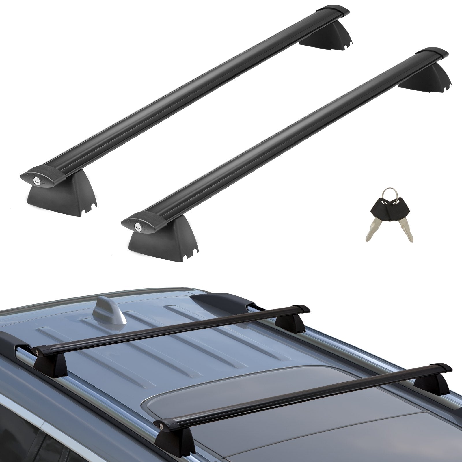 VEVOR Roof Rack Cross Bars, Compatible with 2011-2021 Jeep Grand Cherokee with Grooved Side Rails, 200lbs Load Capacity, Aluminum Crossbars with Locks, for Rooftop Cargo Carrier Bag Luggage Kayak Bike 