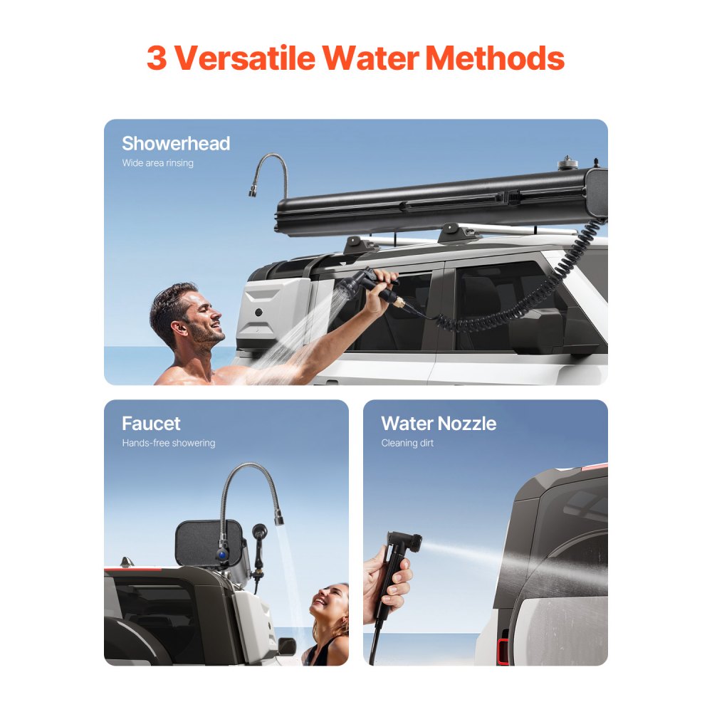 VEVOR 7 Gal Roof Rack Water Tank Portable Water Tank with Splash-Guard Panel 