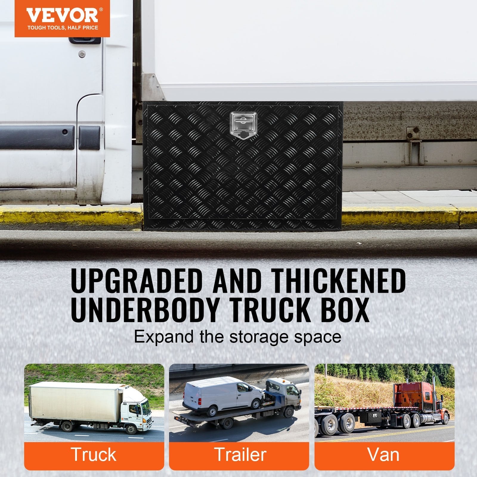 VEVOR Underbody Aluminum Truck Tool Box 36" x 24" x 24" Trailer RV Tool Storage 