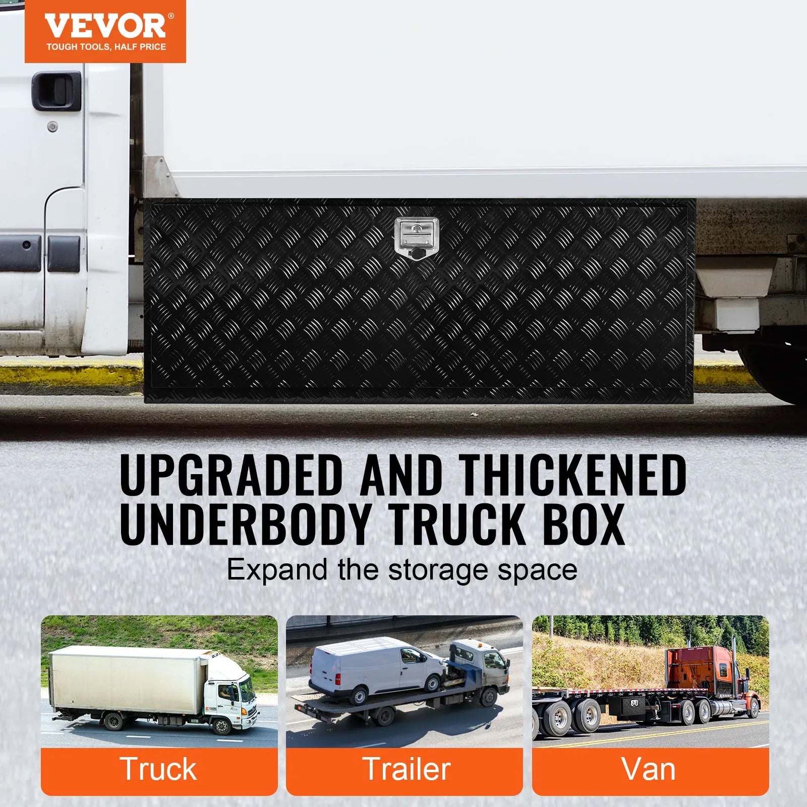 VEVOR Underbody Aluminum Truck Tool Box 60" x 24" x 24" Trailer RV Tool Storage
