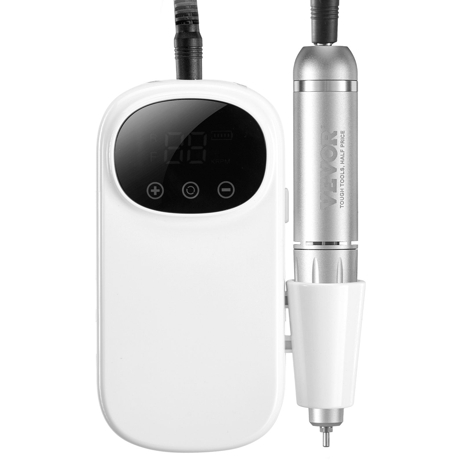VEVOR Electric Rechargeable Nail Drill, 35,000RPM Portable Cordless Nail E File Machine, LCD-Display Acrylic Gel Grinder Tool with 6 Bits and 50PCS Sanding Bands for Manicure Pedicure Carve Polish 