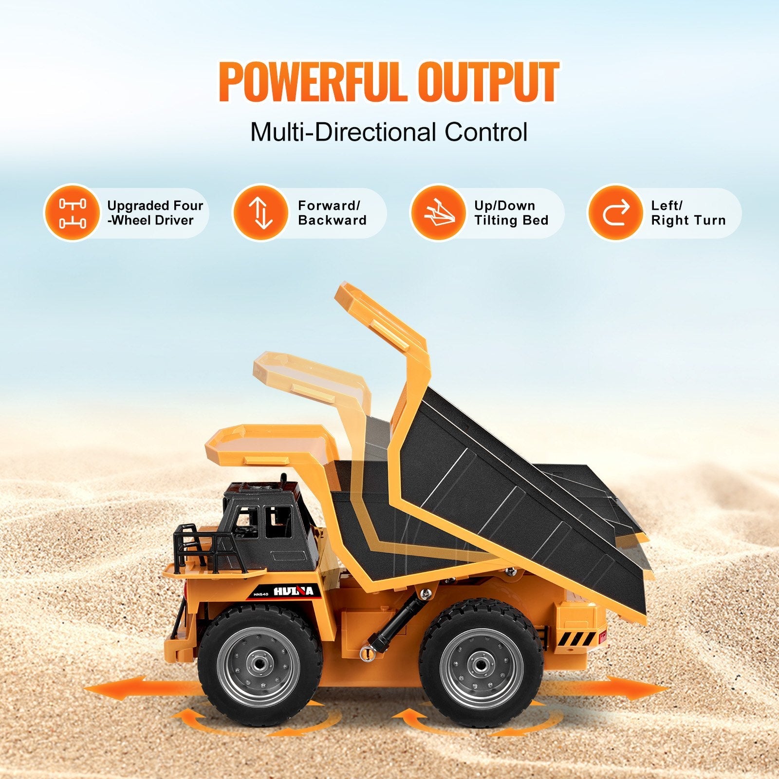 VEVOR RC Remote Control Dump Truck Toy Construction Vehicle Toy 9CH 1:18 Scale 