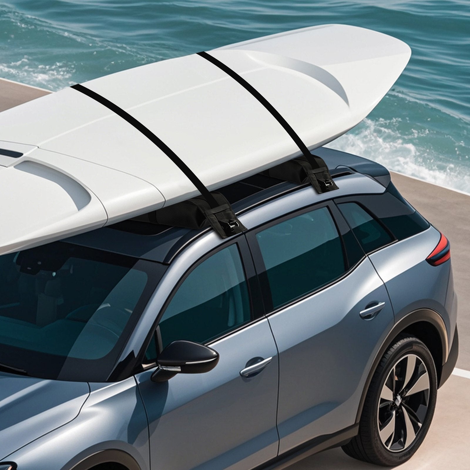 VEVOR Soft Roof Rack Pads 33in 176lbs Load Capacity for Kayak Canoe Surfboard Luggage 