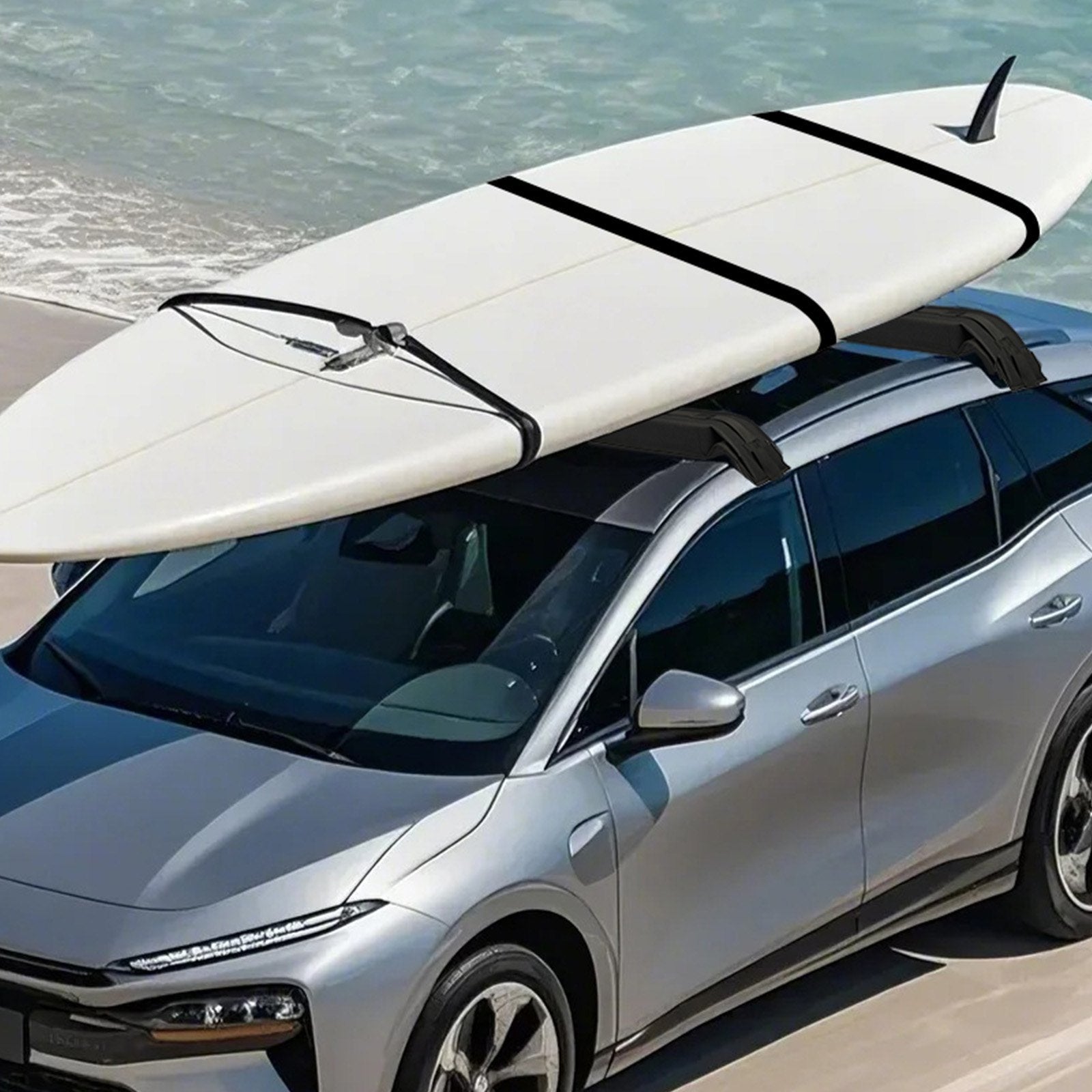 VEVOR Soft Roof Rack Pads, 31.5" Universal Car Roof Rack Pad, 176LBS Load Capacity Luggage Kayak Carrier with 4 Tie-Down Straps,  2 Quick Loop Straps & Storage Bag for SUP Canoe Snowboard Paddle Board 