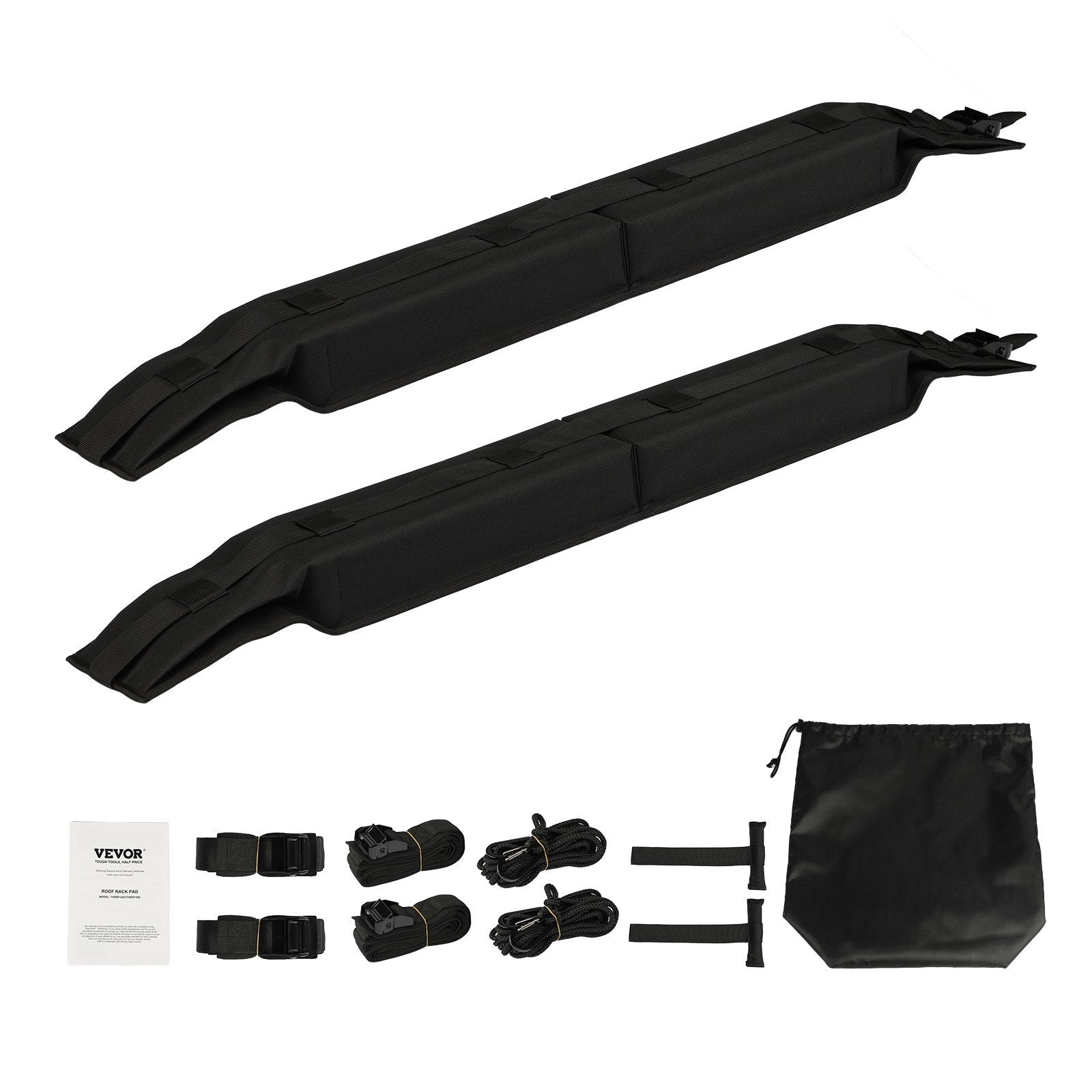 VEVOR Soft Roof Rack Pads, 31.5" Universal Car Roof Rack Pad, 176LBS Load Capacity Luggage Kayak Carrier with 4 Tie-Down Straps,  2 Quick Loop Straps & Storage Bag for SUP Canoe Snowboard Paddle Board 