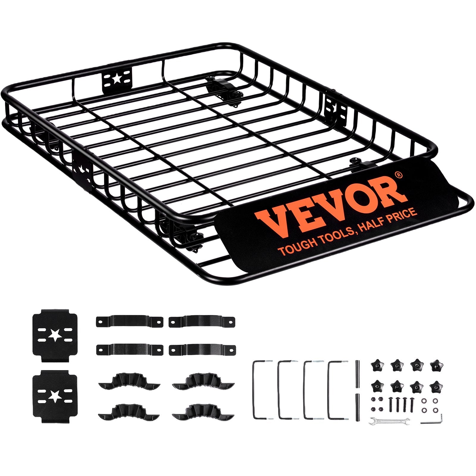VEVOR Roof Rack Cargo Basket, 46" x 36" x 4.5" Rooftop Cargo Carrier, Heavy-duty 200 LBS Capacity Universal Roof Rack Basket, Luggage Holder for SUV, Truck, Vehicle 