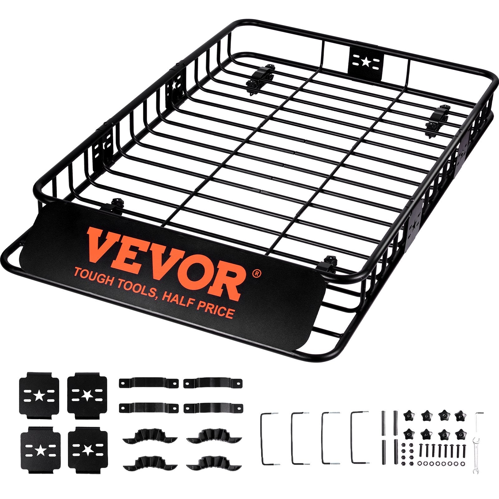 VEVOR Roof Rack Cargo Basket, 64" x 39" x 6" Rooftop Cargo Carrier with Extension, Heavy-duty 200 LBS Capacity Universal Roof Rack Basket, Luggage Holder for SUV, Truck, Vehicle 