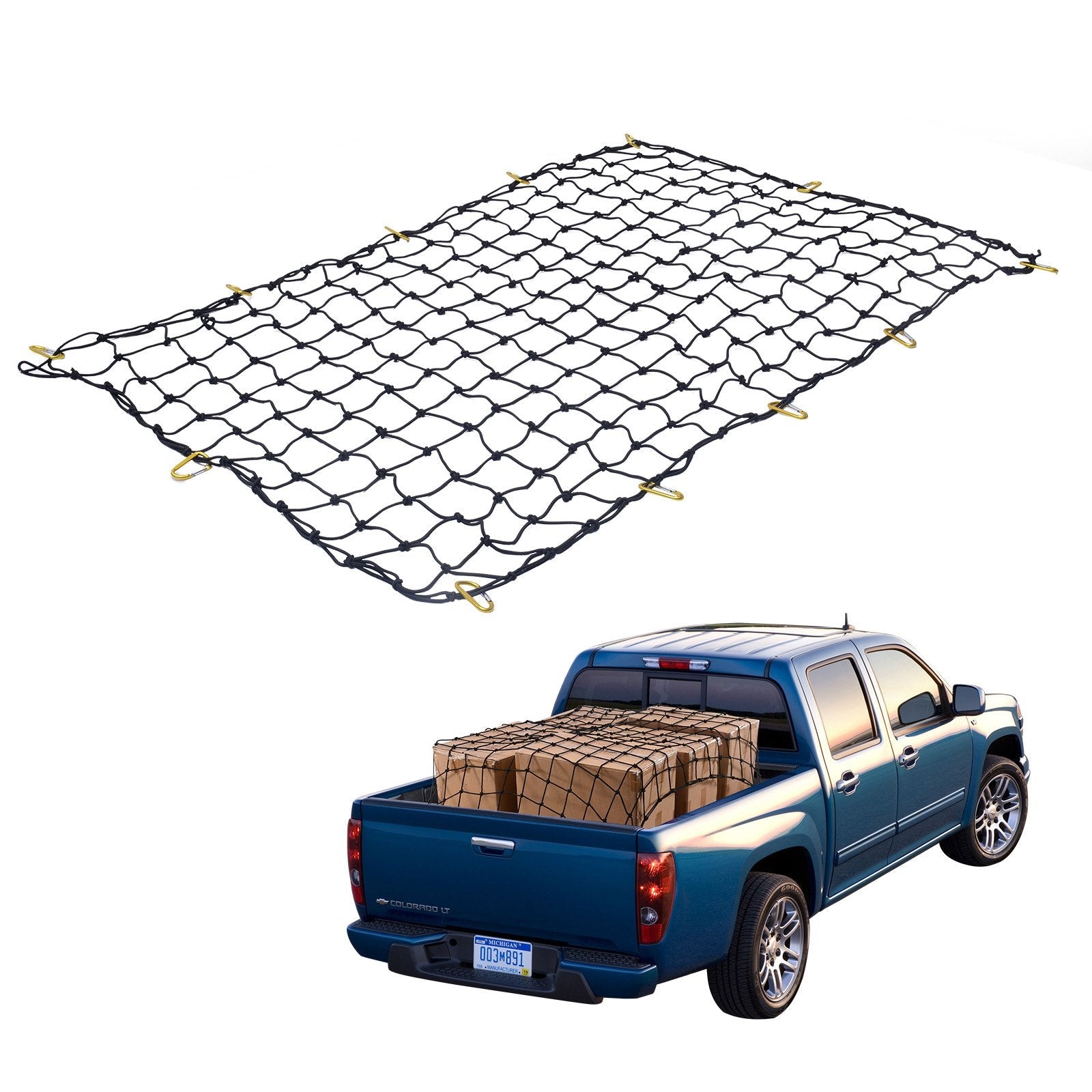VEVOR Cargo Net Heavy Duty Bungee Cargo Net 7.2' x 10.8' Stretchable for Trucks 