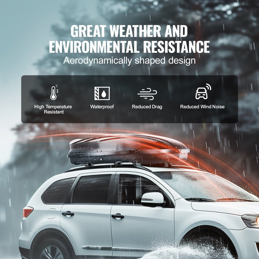 VEVOR Rooftop Cargo Carrier 11 Cubic Feet Luggage Storage Box ABS for SUVs Cars 