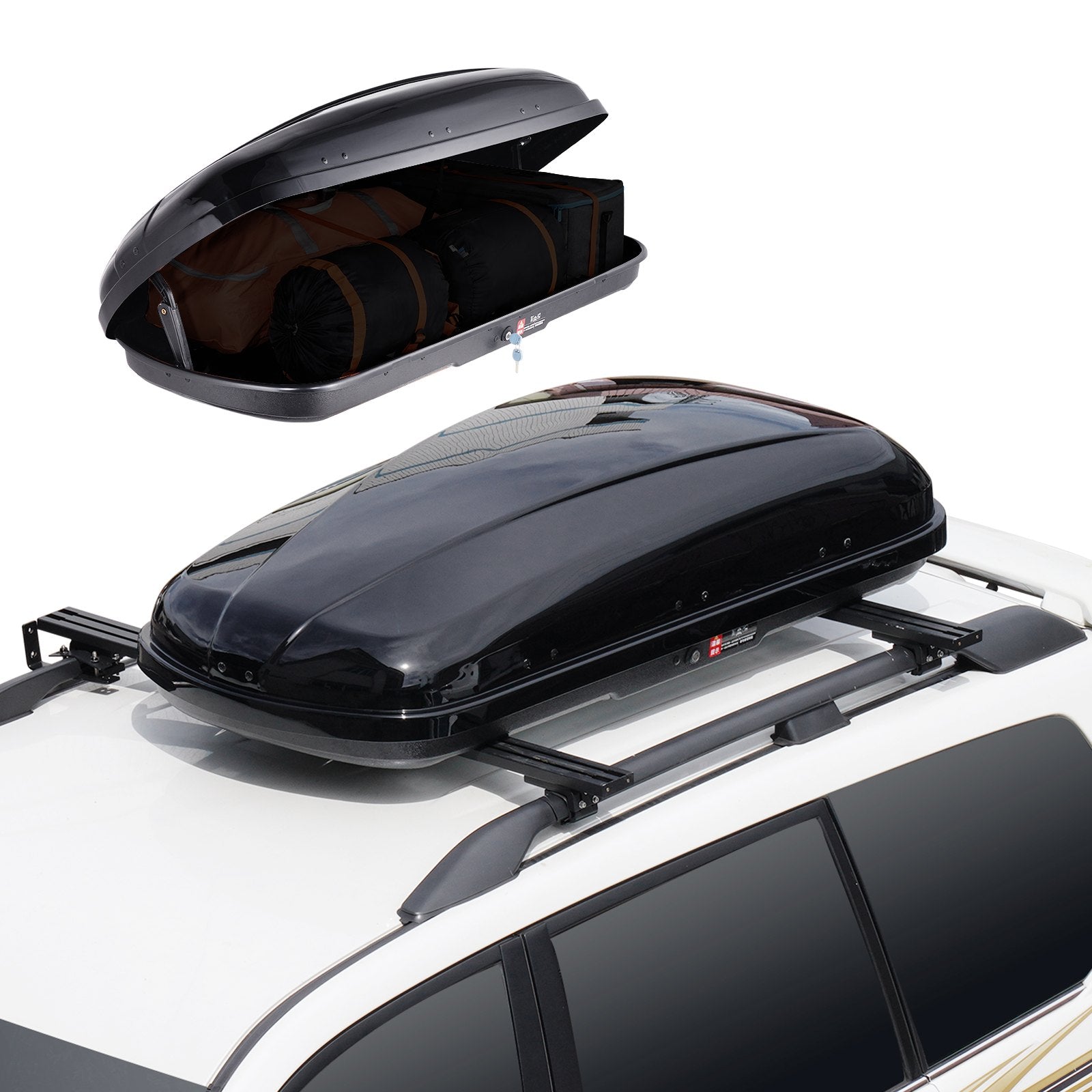 VEVOR Rooftop Cargo Carrier 14 Cubic Feet Luggage Storage Box ABS for SUVs Cars 