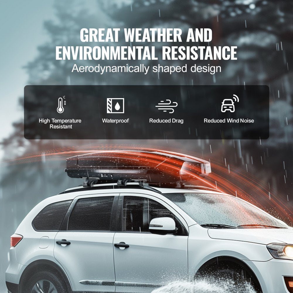 VEVOR Rooftop Cargo Carrier 18 Cubic Feet Luggage Storage Box ABS for SUVs Cars 