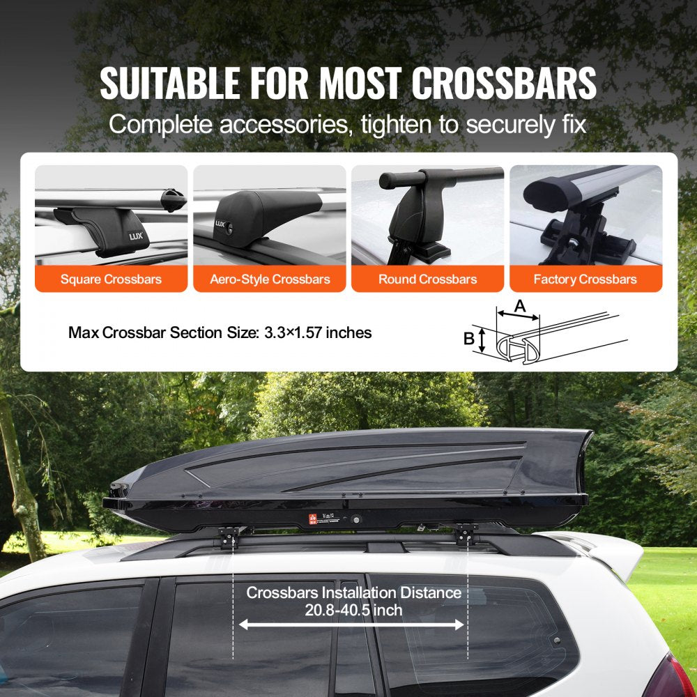 VEVOR Rooftop Cargo Carrier 22 Cubic Feet Luggage Storage Box ABS for SUVs Cars 