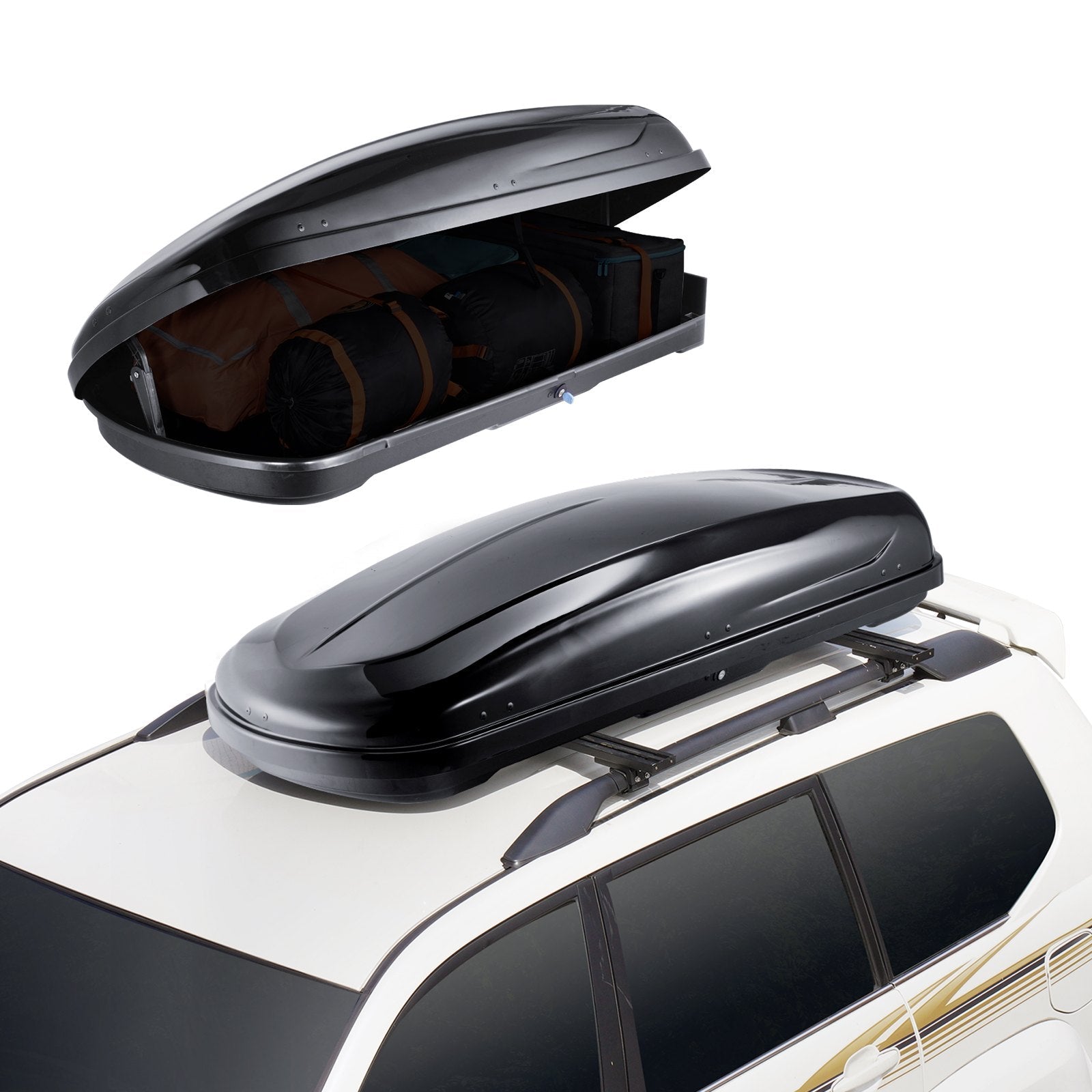 VEVOR Rooftop Cargo Carrier 8 Cubic Feet Luggage Storage Box ABS for SUVs Cars 