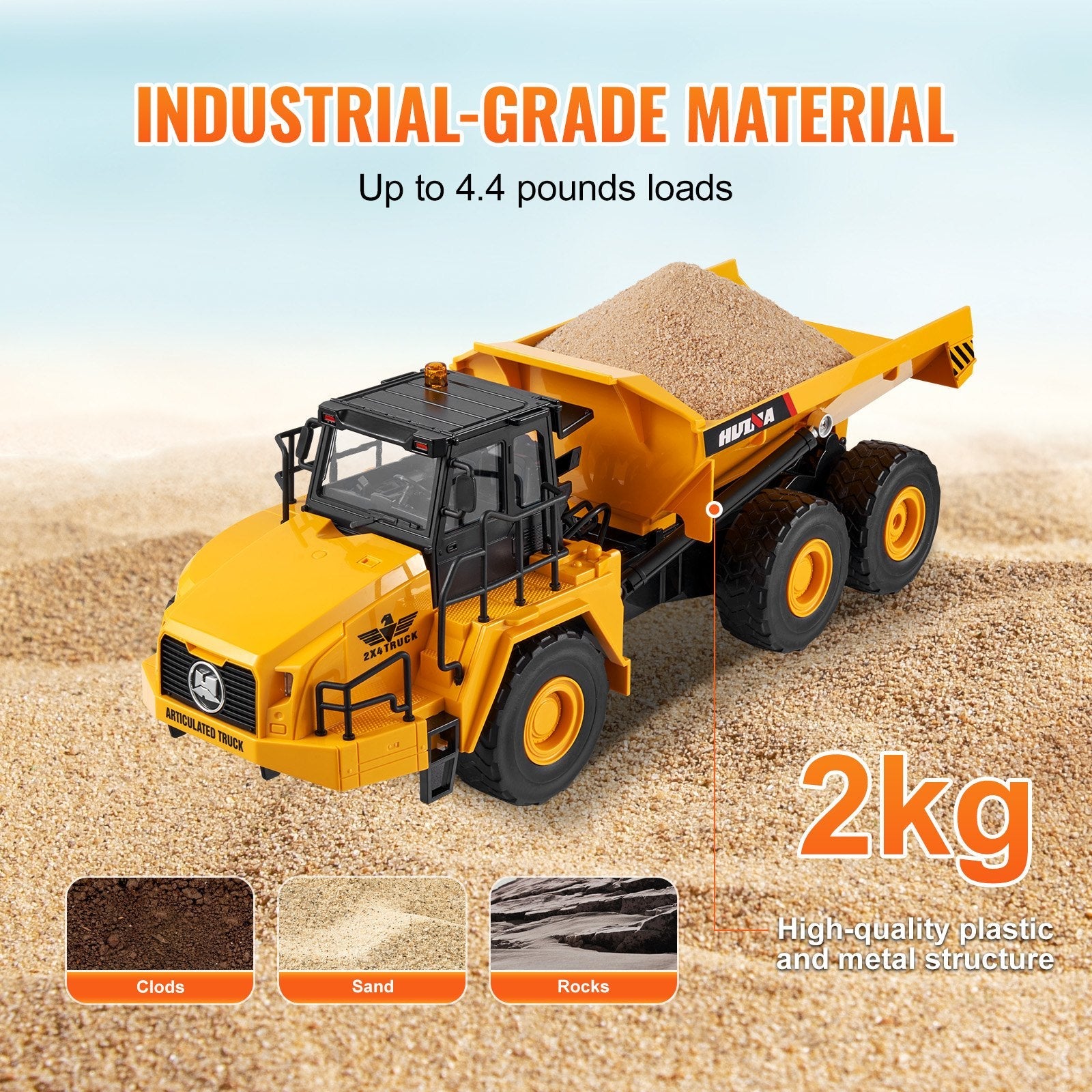 VEVOR RC Remote Control Dump Truck Toy Construction Vehicle Toy 11CH 1:18 Scale 