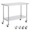 VEVOR Stainless Steel Work Table 24 x 48 x 38 Inch, with 4 Wheels, 3 Adjustable Height Levels, Heavy Duty Food Prep Worktable for Commercial Kitchen Restaurant, Silver