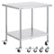VEVOR Stainless Steel Work Table 30 x 36 x 38 Inch, with 4 Wheels, 3 Adjustable Height Levels, Heavy Duty Food Prep Worktable for Commercial Kitchen Restaurant, Silver