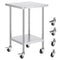 VEVOR Stainless Steel Work Table 24 x 24 x 38 Inch, with 4 Wheels, 3 Adjustable Height Levels, Heavy Duty Food Prep Worktable for Commercial Kitchen Restaurant, Silver
