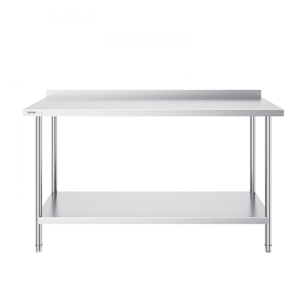 VEVOR 24 x 60 x 36 Inch Stainless Steel Work Table, Commercial Food Prep Worktable Heavy Duty Prep Worktable, Metal Work Table with Adjustable Height for Restaurant, Home and Hotel 