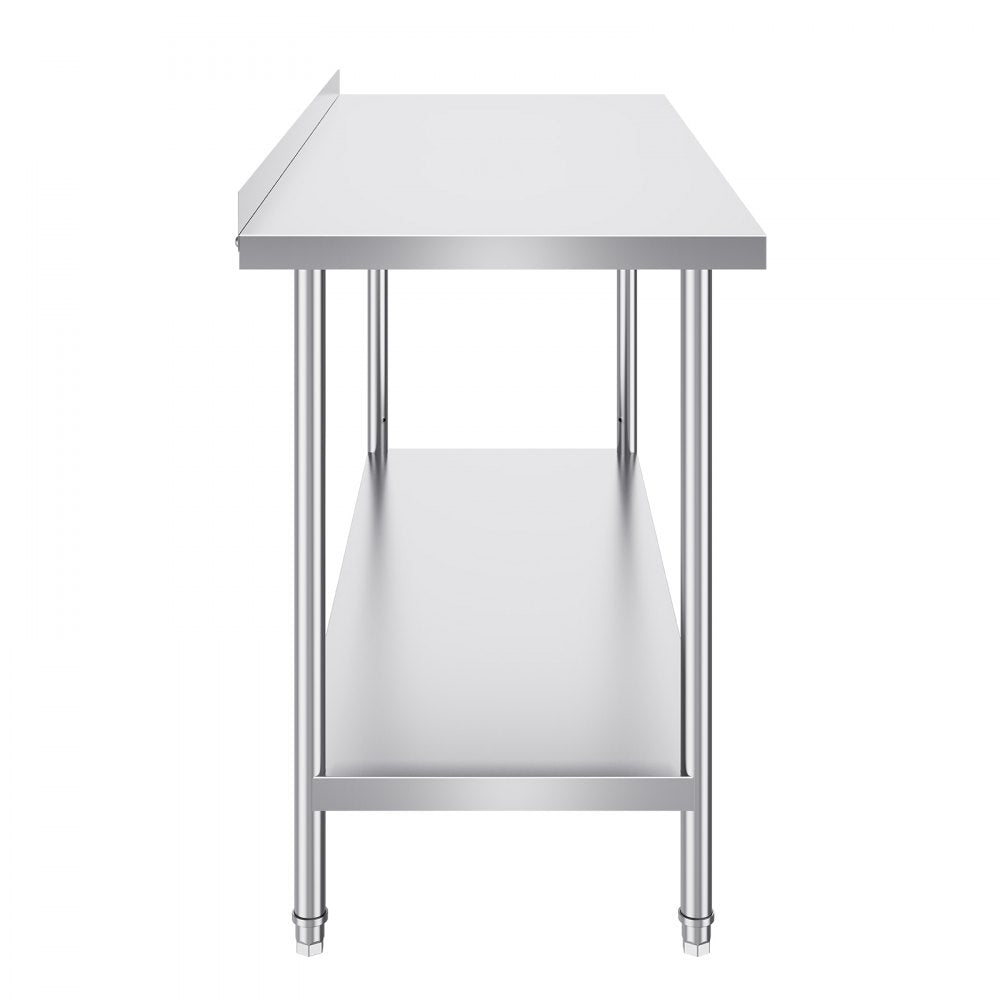VEVOR 24 x 60 x 36 Inch Stainless Steel Work Table, Commercial Food Prep Worktable Heavy Duty Prep Worktable, Metal Work Table with Adjustable Height for Restaurant, Home and Hotel 