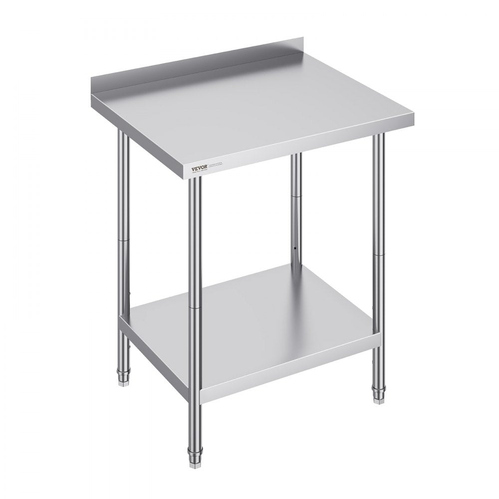 VEVOR 24 x 30 x 36 Inch Stainless Steel Work Table, Commercial Food Prep Worktable Heavy Duty Prep Worktable, Metal Work Table with Adjustable Height for Restaurant, Home and Hotel 