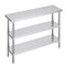 VEVOR Stainless Steel Food Prep Table, 14 x 48 x 34 Inch Commercial Kitchen Worktable, with 2 Adjustable Undershelf, Heavy Duty Prep Table Metal Work Table for BBQ, Kitchen, Home, and Garage